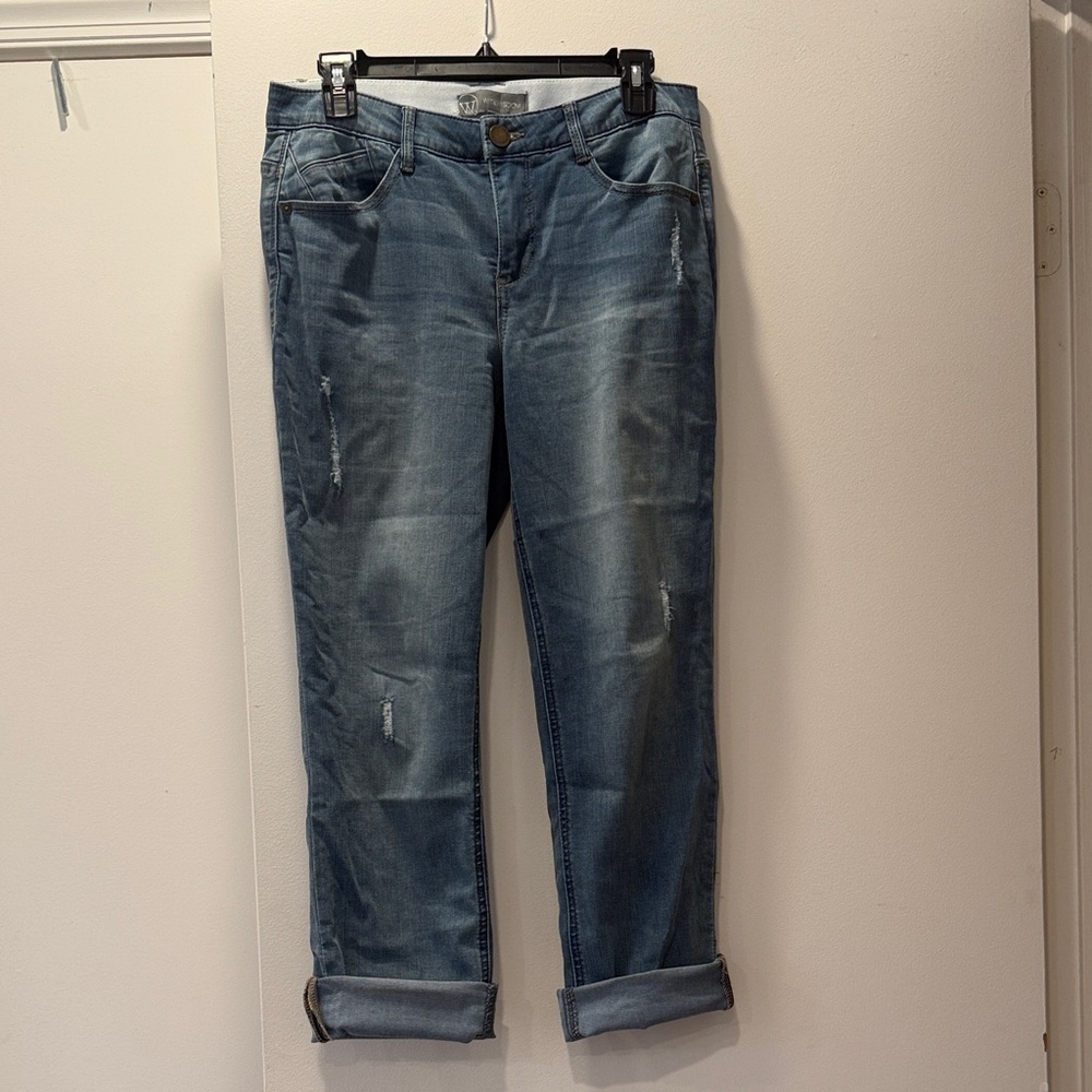 Wit & Wisdom ripped crop straight leg jean